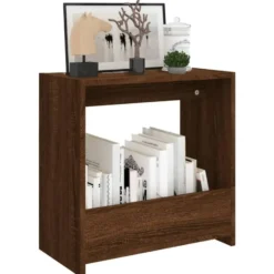 vidaXL Bijzettafel met opbergruimte - Bruin eiken - Bewerkt hout - 50x26x50 cm