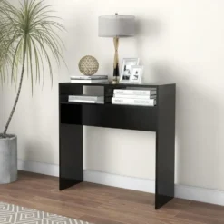 vidaXL - Bijzettafel - Zwart - Bewerkt hout
