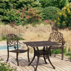 vidaXL - Bistroset - Bruin - Aluminium