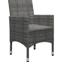 vidaXL - Bistroset - Grijs - Poly rattan en gehard glas - 3 stuks