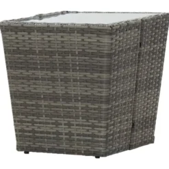 vidaXL - Bistroset - Grijs - Poly rattan en gehard glas - 3 stuks
