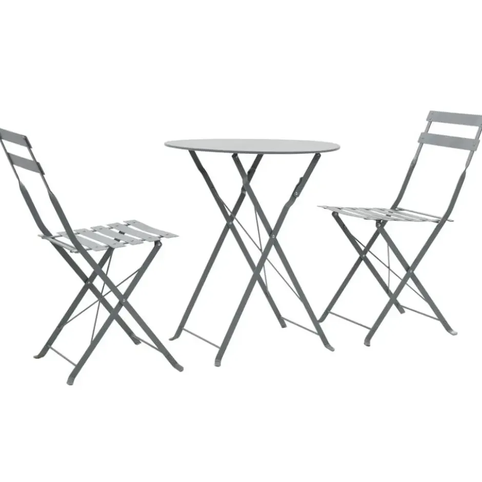 vidaXL - Bistroset - Grijs - Staal - 3 stuks
