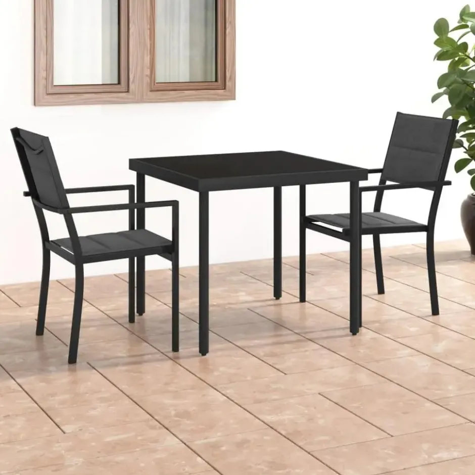 vidaXL - Bistroset - Zwart - Staal