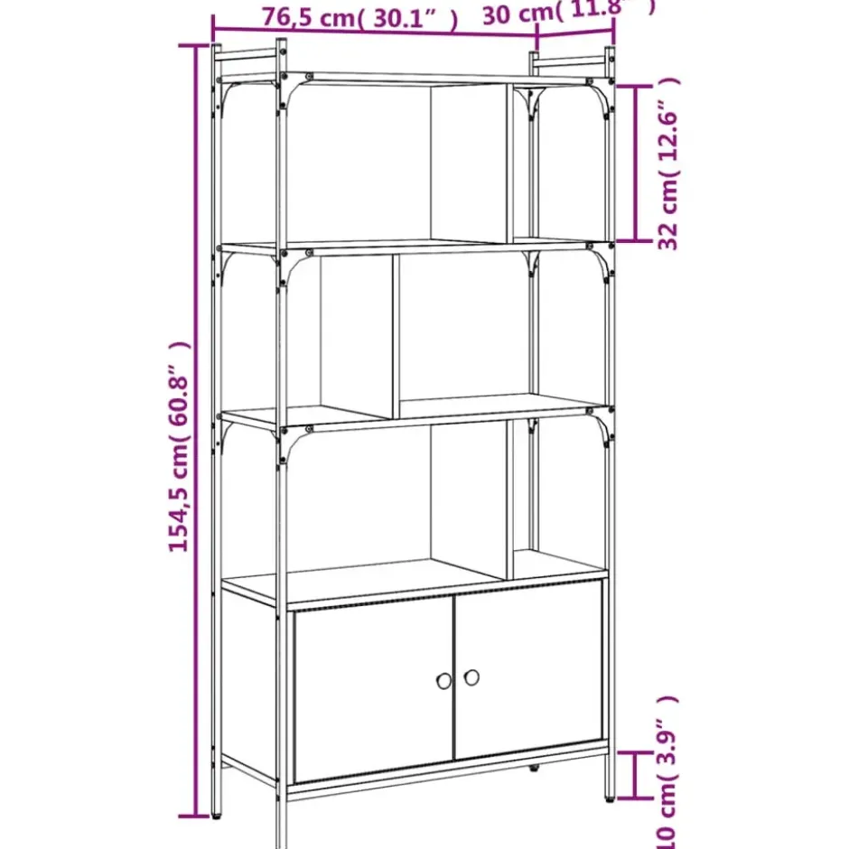 vidaXL - Boekenkast - Bruin - Bewerkt hout