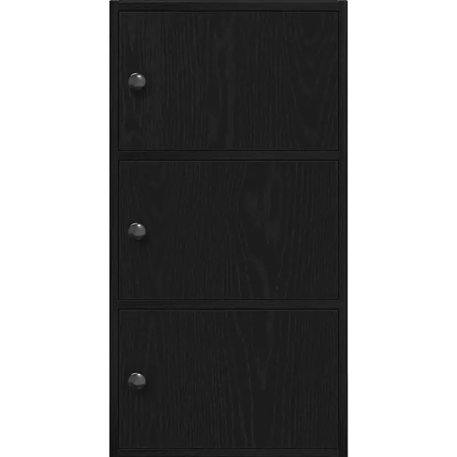 vidaXL - Boekenkast met 3 deuren voor woonkamers - Zwart - Hout - 40x24x77 cm