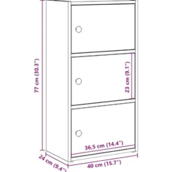 vidaXL - Boekenkast met 3 deuren voor woonkamers - Zwart - Hout - 40x24x77 cm