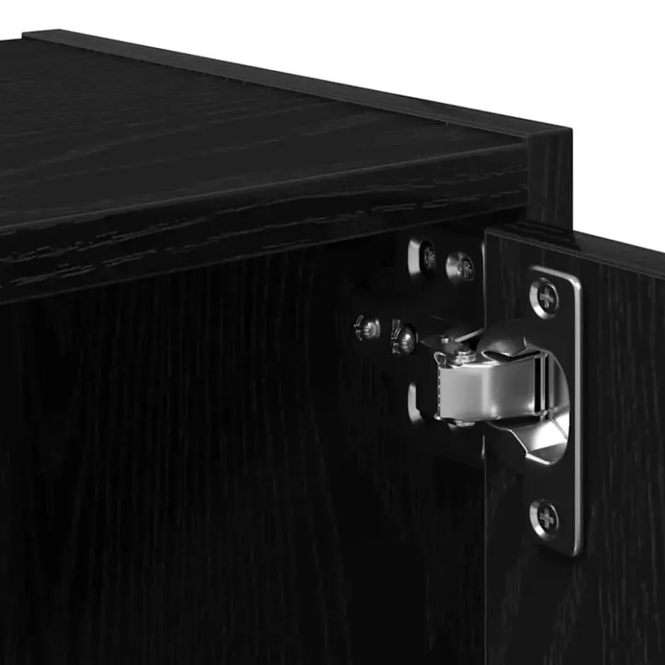 vidaXL - Boekenkast met 3 deuren voor woonkamers - Zwart - Hout - 40x24x77 cm