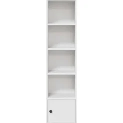 vidaXL - Boekenkast met deur en 4 open vakken - Wit - Hout - 31x24x127 cm