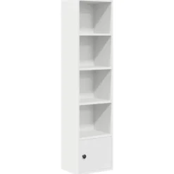 vidaXL - Boekenkast met deur en 4 open vakken - Wit - Hout - 31x24x127 cm