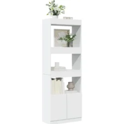 vidaXL - Boekenkast met deuren en 3 open vakken - Wit - Hout - 63x33x180 cm