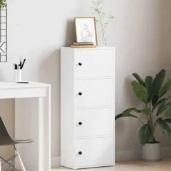vidaXL - Boekenkast met 4 deuren voor woonkamers - Wit - Hout - 40x24x102 cm