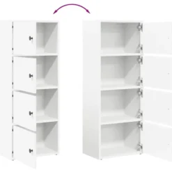 vidaXL - Boekenkast met 4 deuren voor woonkamers - Wit - Hout - 40x24x102 cm