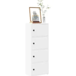 vidaXL - Boekenkast met 4 deuren voor woonkamers - Wit - Hout - 40x24x102 cm