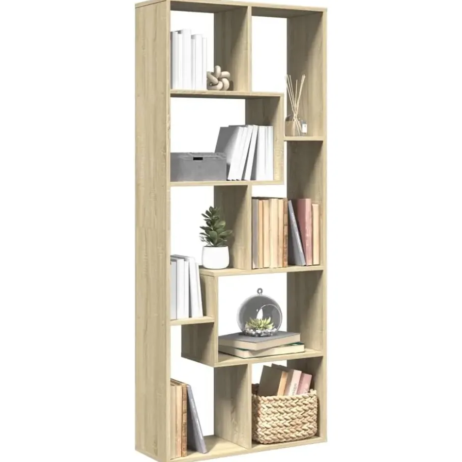 vidaXL - Boekenkast met onregelmatige vakken - Sonoma eiken - 67x25x161.5 cm