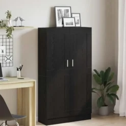 vidaXL - Boekenkast met schappen en 2 deuren - Zwart eiken - 82.5x30.5x150 cm
