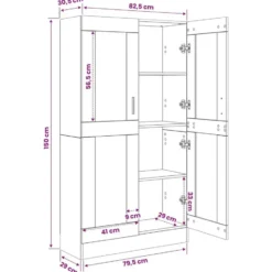 vidaXL - Boekenkast met schappen en 2 deuren - Zwart eiken - 82.5x30.5x150 cm