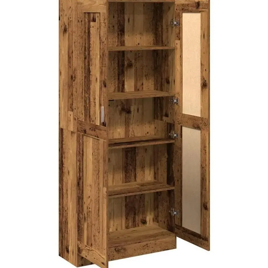 vidaXL - Boekenkast met schappen en 2 deuren - Oud hout - 82.5x30.5x185 cm