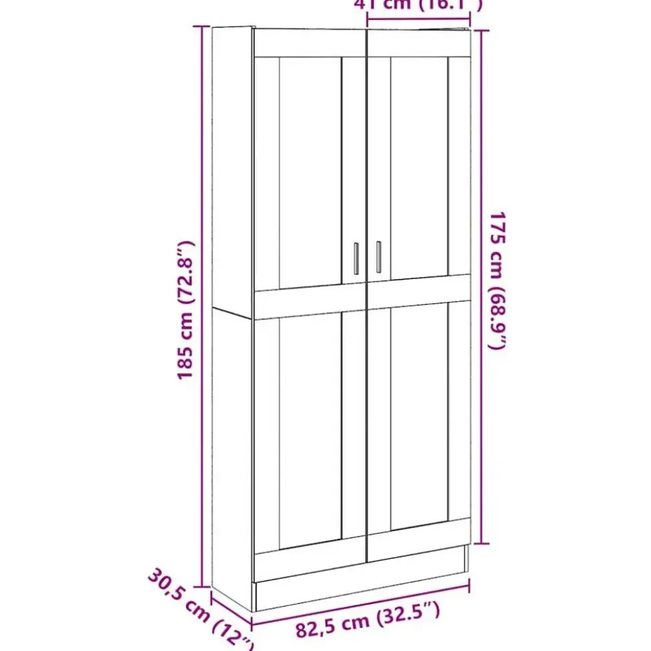 vidaXL - Boekenkast met schappen en 2 deuren - Oud hout - 82.5x30.5x185 cm