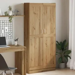 vidaXL - Boekenkast met schappen en 2 deuren - Artisan eiken - 82.5x30.5x185 cm