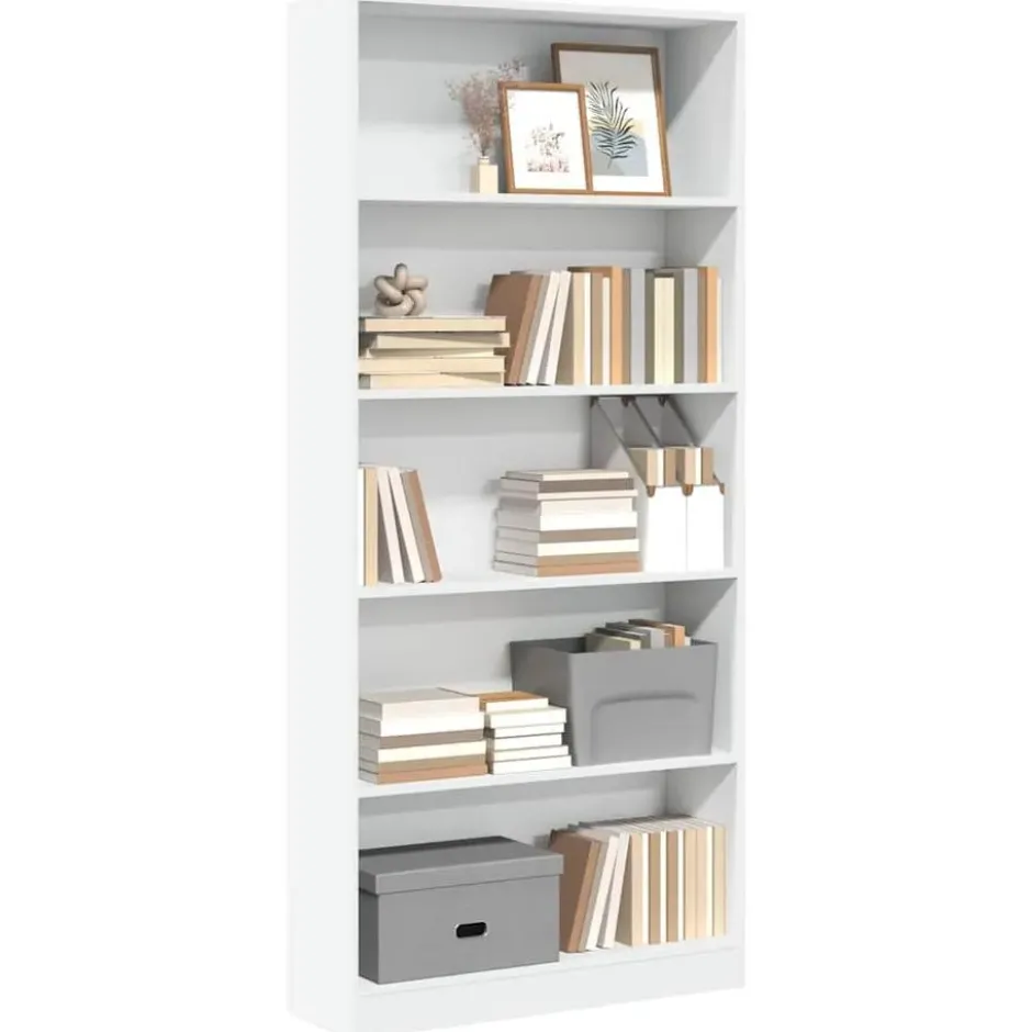 vidaXL - Boekenkast met 5 vakken - Wit - Bewerkt hout - 80x24x176 cm