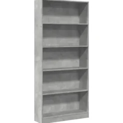 vidaXL - Boekenkast met 5 vakken - Betongrijs - Bewerkt hout - 80x24x176 cm