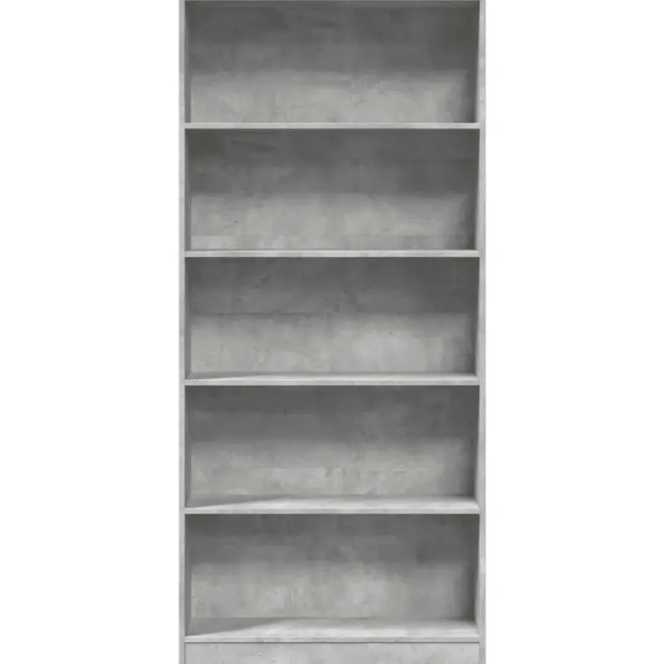 vidaXL - Boekenkast met 5 vakken - Betongrijs - Bewerkt hout - 80x24x176 cm