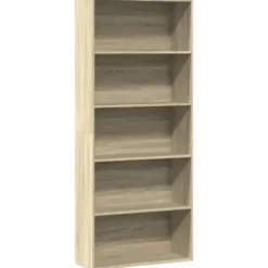 vidaXL - Boekenkast met 5 vakken voor kantoor - Sonoma eiken - 80x30x189 cm