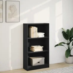 vidaXL - Boekenkast met 3 vakken - Zwart - Bewerkt hout - 60x24x109 cm