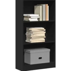 vidaXL - Boekenkast met 3 vakken - Zwart - Bewerkt hout - 60x24x109 cm