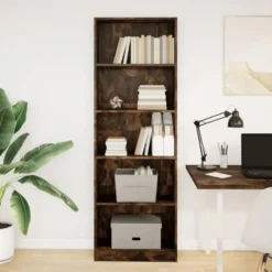 vidaXL - Boekenkast met 5 vakken voor kantoor - Gerookt eiken - 60x24x176 cm