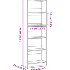 vidaXL - Boekenkast met 5 vakken voor kantoor - Gerookt eiken - 60x24x176 cm