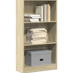 vidaXL - Boekenkast met 3 vakken - Sonoma eiken - Bewerkt hout - 60x24x109 cm