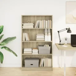 vidaXL - Boekenkast met 3 vakken - Sonoma eiken - Bewerkt hout - 80x24x109 cm