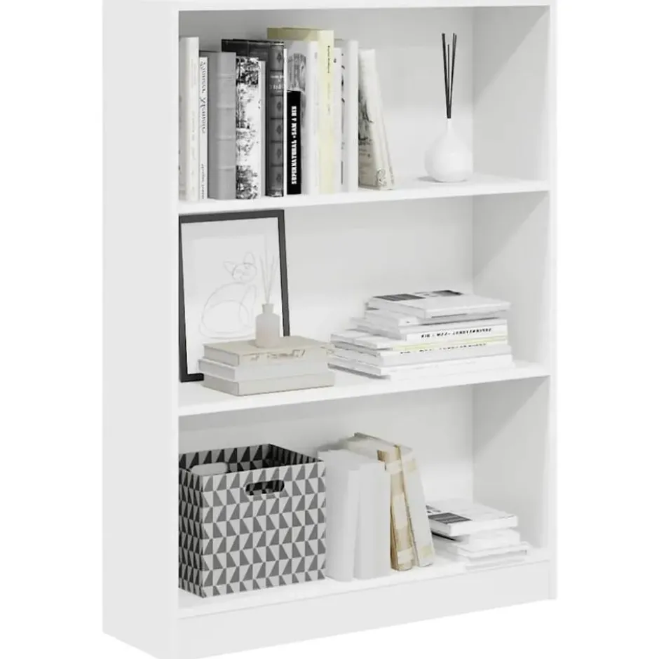 vidaXL - Boekenkast met 3 vakken - Wit - Bewerkt hout - 80x24x109 cm
