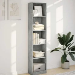 vidaXL - Boekenkast met 5 vakken - Betongrijs - Bewerkt hout - 40x24x176 cm