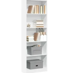 vidaXL - Boekenkast met 5 vakken voor kantoor - Wit - Hout - 60x24x176 cm