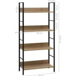 VIDAXL Boekenkast 4 schappen 60x27,6x124,5 cm spaanplaat eikenkleurig