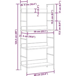 VIDAXL Boekenkast 4 schappen 60x27,6x124,5 cm spaanplaat eikenkleurig