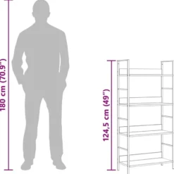 VIDAXL Boekenkast 4 schappen 60x27,6x124,5 cm spaanplaat eikenkleurig