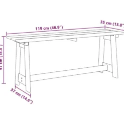 vidaXL - Buitenenbank - Naturel - Massief acaciahout - 119x35x47 cm