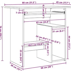vidaXL - Bureau - Bruin - Bewerkt hout