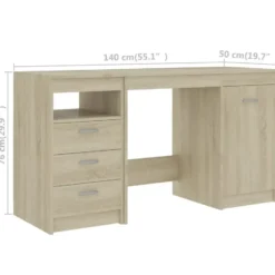 vidaXL - Bureau - Bruin - Bewerkt hout