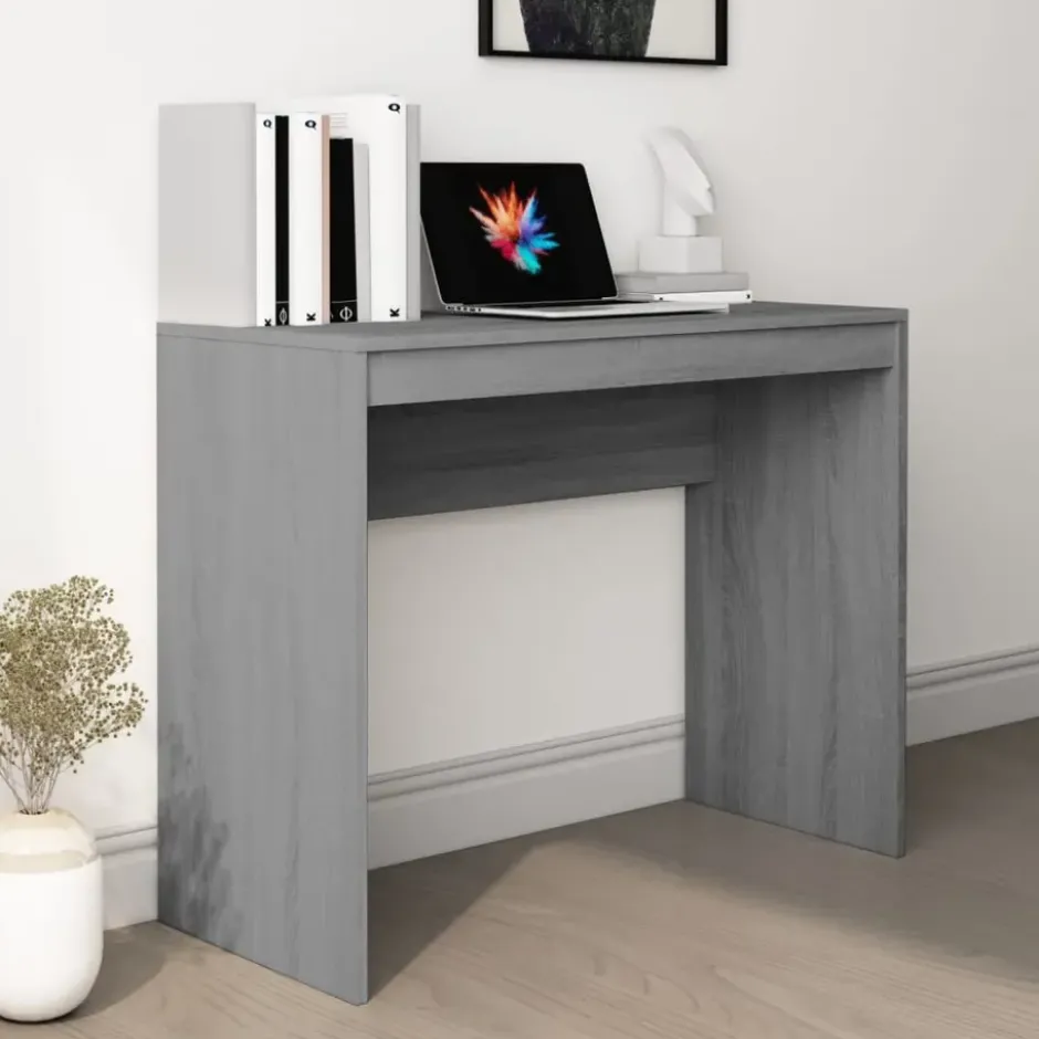vidaXL - Bureau - Grijs - Bewerkt hout