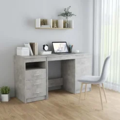 vidaXL - Bureau - Grijs - Bewerkt hout