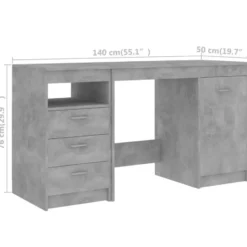 vidaXL - Bureau - Grijs - Bewerkt hout