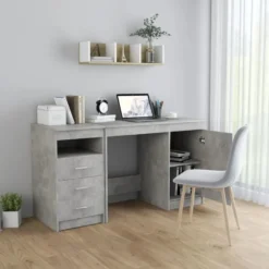 vidaXL - Bureau - Grijs - Bewerkt hout