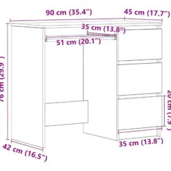 vidaXL - Bureau - Wit - Bewerkt hout