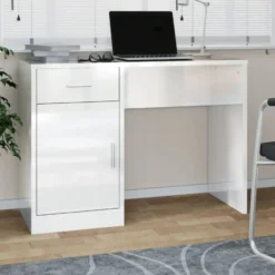 vidaXL - Bureau - Wit - Bewerkt hout