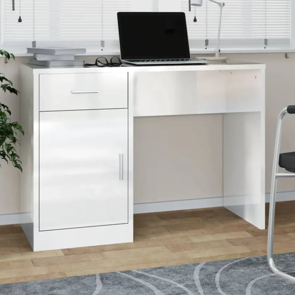 vidaXL - Bureau - Wit - Bewerkt hout
