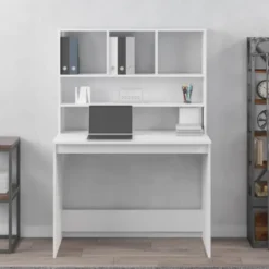 vidaXL - Bureau - Wit - Bewerkt hout